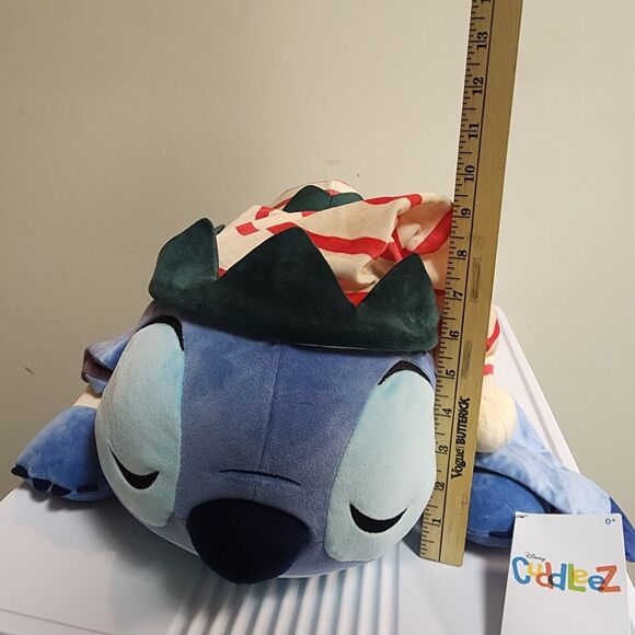 Disney Sleeping Stitch Plush Jumbo 24" Holiday Elf Pajamas Cuddleez Pillow - Picture 2 of 11